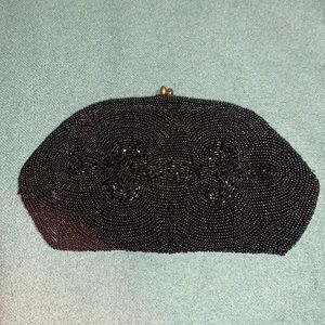 Lovely black vintage beaded evening bag